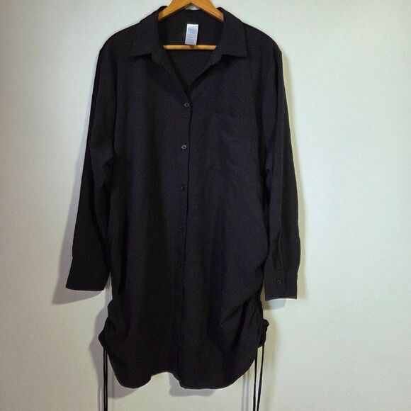 EUC LIKE NEW TIME & TRU BLACK SHIRT DRESS SWIM COVER UP SIZE 1X / 16W-18W - Picture 2 of 15